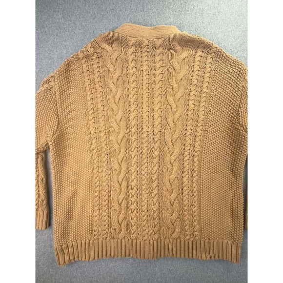 Quince Oversized Cardigan Women's Size M Cable Knit Organic Cotton Sweater Camel - Picture 9 of 9